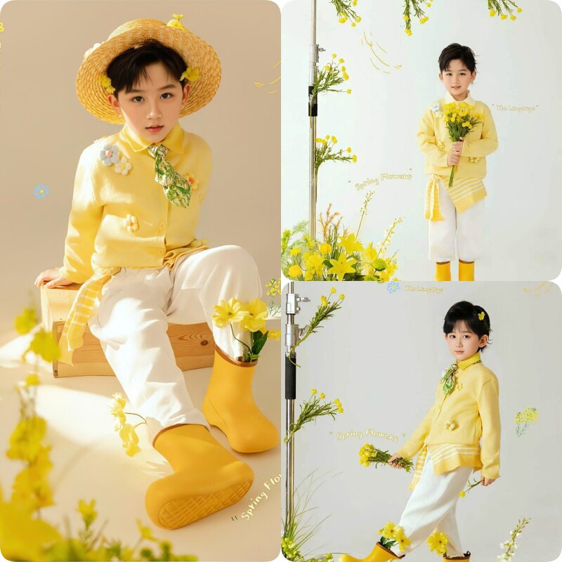 2026儿童摄影服装男童中小童拍照衣服影楼春日多巴胺主题拍摄道具