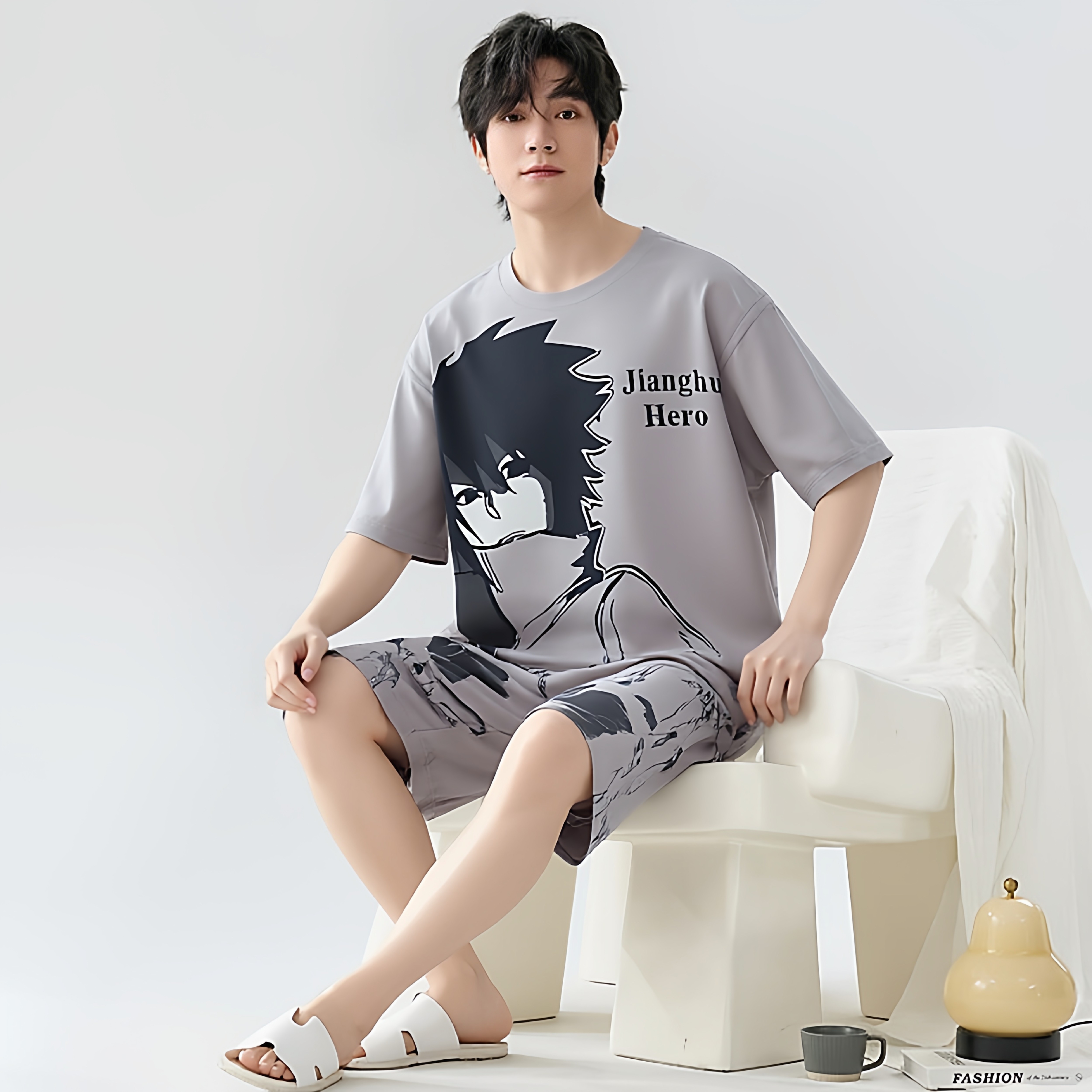 夏季男款纯棉睡衣火影忍者15岁睡衣/家居服套装