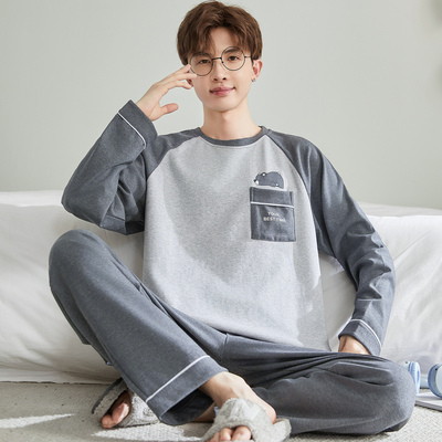 大童睡衣男孩2025新款纯棉青少年初中学生秋冬款薄款长袖全棉男款