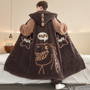 2025新款秋冬款珊瑚绒睡衣男童加绒加厚青少年睡袍初中生男款套装