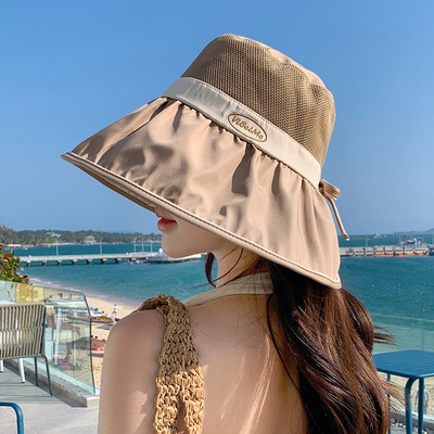 夏季新款透气防晒帽海边沙滩轻薄防紫外线太阳帽大帽檐渔夫帽子女