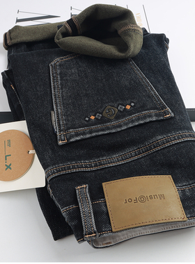 K3150老兄高端牛仔裤男2025年冬季新款底抓绒厚磨毛韩版小脚修身