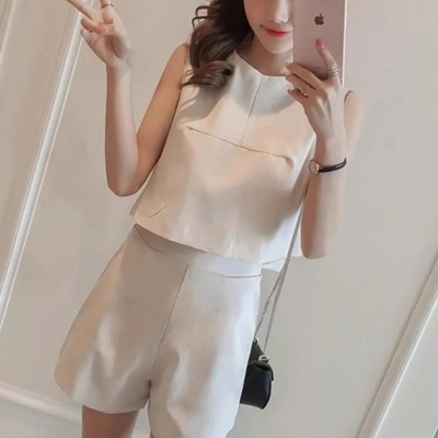 法式小个子休闲雪纺上衣套装女夏季新款时尚洋气时髦短裤两件套