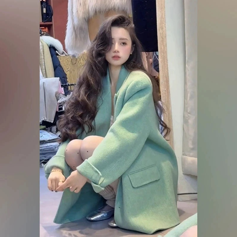 韩版西服领毛呢外套女2025新款爆款秋冬独特漂亮小个子超好看上衣