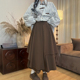 美拉德棕色不规则阔腿半身裙裤 裙梨型伯克利裙子 春休闲裤 大码 女装