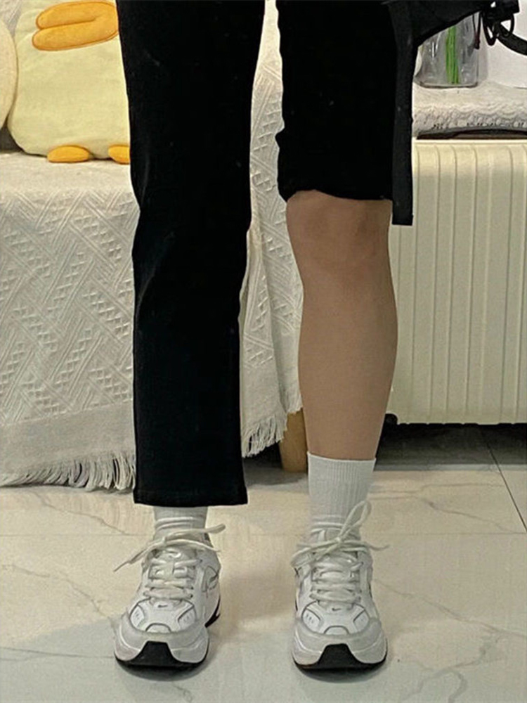 大码直筒黑色弹力牛仔裤微胖女孩