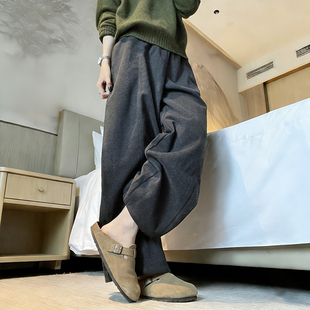 今年流行梧桐裤 秋冬小个子休闲运动卫裤 子大码 灰色加厚毛呢阔腿裤