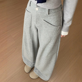 今年流行梧桐裤 灰色弯刀运动裤 卫裤 阔腿长裤 子女胖mm大码 显瘦新款