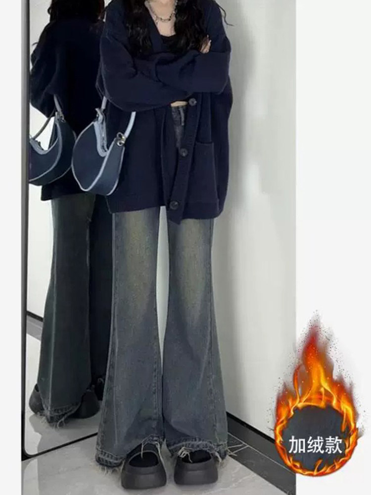 梨形身材女喇叭裤子秋季复古微喇牛仔裤大码胖妹妹显瘦不贴腿长裤,女装/女士精品,牛仔裤,淘宝优惠券,粉丝福利购,淘宝优惠卷