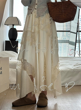 不规则蕾丝白色半身裙女大码胖mm秋季蛋糕长裙梨型身材伯克利半裙