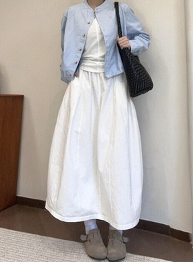 绝美巨好看的半身裙白色花苞长裙春季大码蓬蓬裙梨型身材伯克利裙