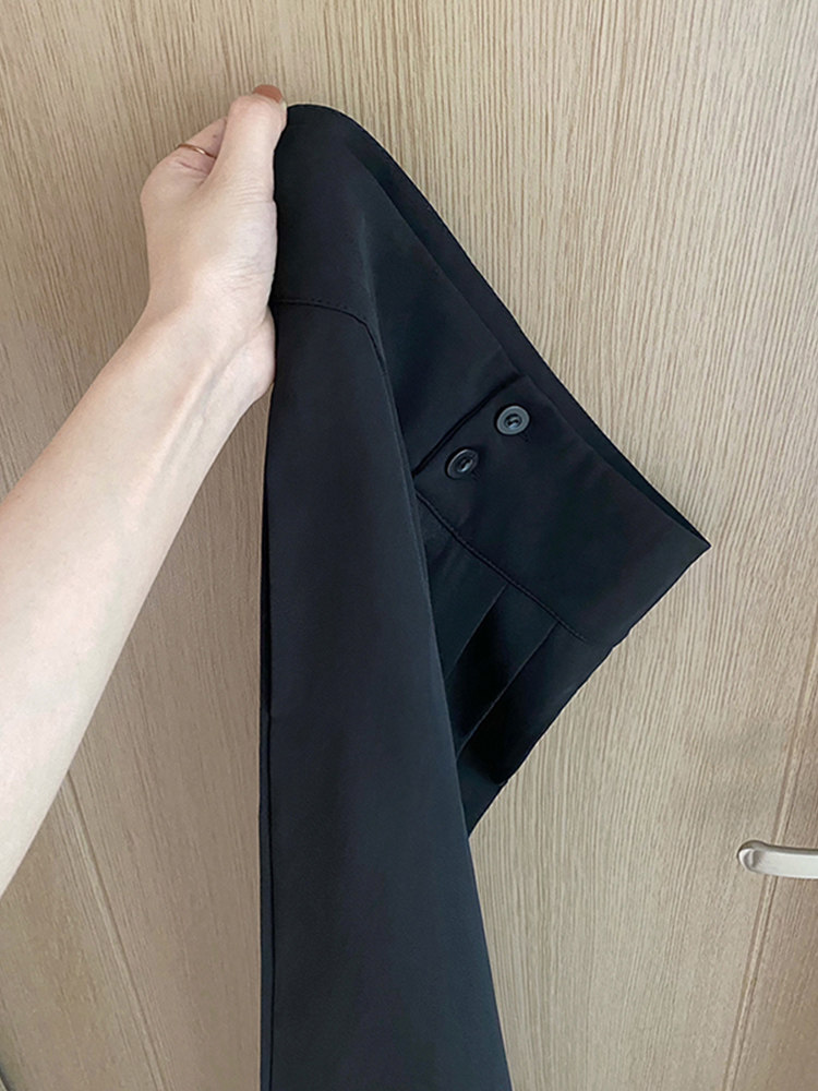 大码阔腿裤女200斤胖妹梨形身材穿搭遮胯显瘦裤子垂感黑色西装裤