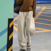 今年流行梧桐裤 米白色阔腿弯刀裤 子女2026新款 运动卫裤 大码 镰刀裤