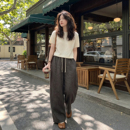 老钱风阔腿裤子女夏薄款大码休闲裤淡人高知穿搭微胖女生大方得体
