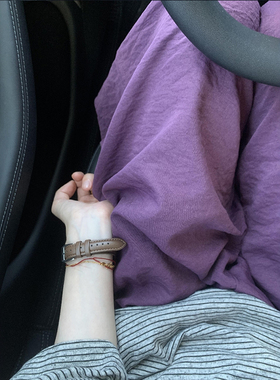 紫色冰丝阔腿裤子女春季大码胖mm宽松慵懒奶皮裤休闲肌理山本长裤