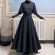 秋冬大码 黑色百褶西装 半身裙女2026新款 女大摆长裙梨形伯克利裙子