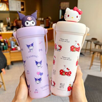 【正版Hellokitty】手提吸管保温杯700ml女高颜值大容量学生水杯