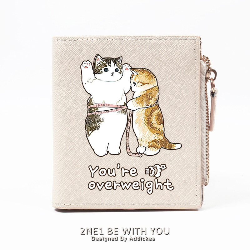 可爱喵星人卡通青少年学生钱包女生短款薄款小巧网红小众设计ins