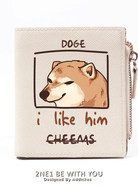 CHEEMS丧系秋田柴犬恶搞表情包可爱傻狗日系小众设计学生短款钱包