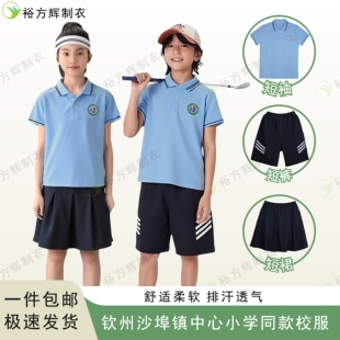 钦州沙埠中心小学同款校服小学生夏季校服短袖男女款运动短裤短裙