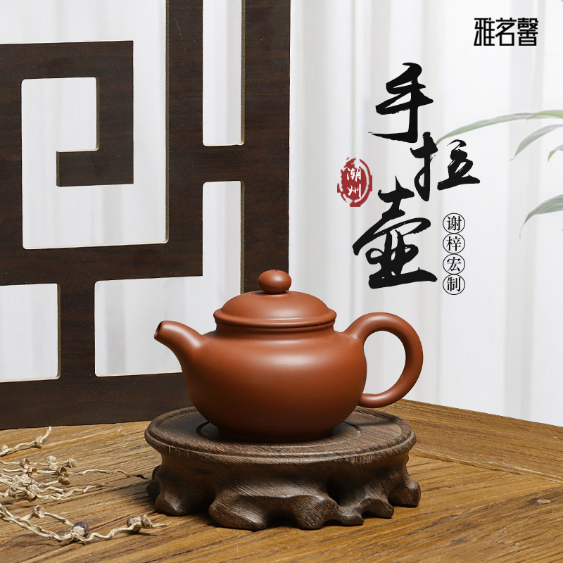 谢梓宏纯手工朱泥手拉壶中式复古