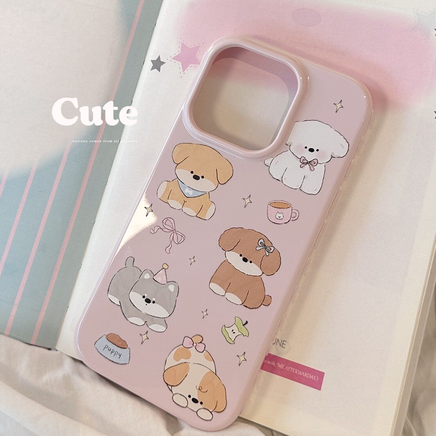 可爱少女粉色小狗狗动物适用苹果17手机壳iphone17新款15