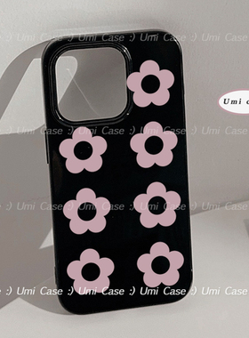 韩系ins粉紫色花花适用苹果15promax手机壳iphone13新款14pro女款12小众甜酷简约11全包XR软XS保护套15暗黑风
