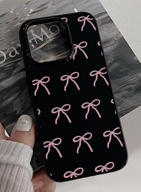 ins韩系氛围感miu系少女粉色蝴蝶结适用iphone17pro小众简约15promax苹果16手机壳保护套13防摔14保护套