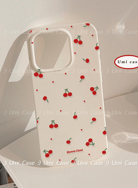 ins少女简约满屏红色樱桃适用16苹果17ProMax手机壳iPhone13硅胶12Pro软14Promax保护套14日韩风xr防摔xs