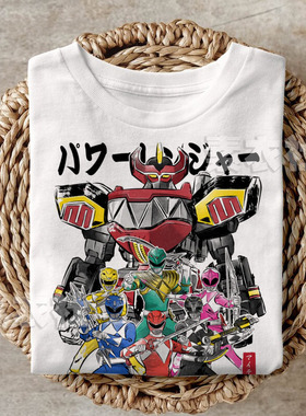 超凡战队T恤电影动画周边纯棉儿童成人POWER RANGERS恐龙战队短袖