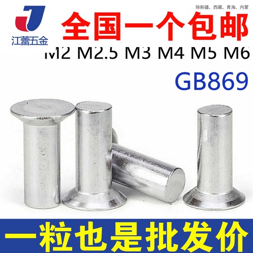 实心敲击gb869平锥x10铝铆钉