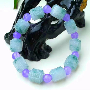 天然A货缅甸翡翠 精美水润 冰种飘花复古路路通手链