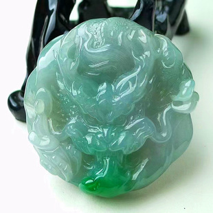 天然A货缅甸翡翠 精美水润 飘阳绿龙牌 龙行天下 玉质细腻