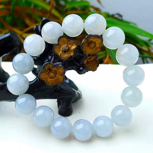 天然A货缅甸翡翠 精美水润  冰种圆珠手串 珠圆玉润 玉质细腻