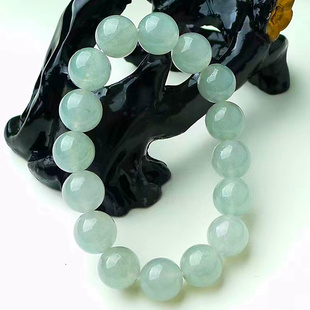 天然A货缅甸翡翠 精美水润 冰种圆珠手链 手串 珠圆玉润 玉质细腻