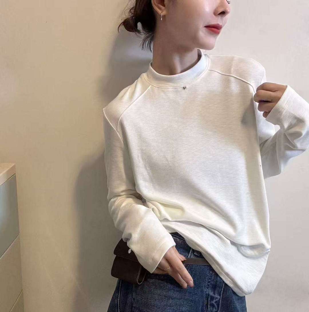 2025秋冬新款半高领加绒的弹力洋气长袖T恤女内搭打底衫诱惑你818