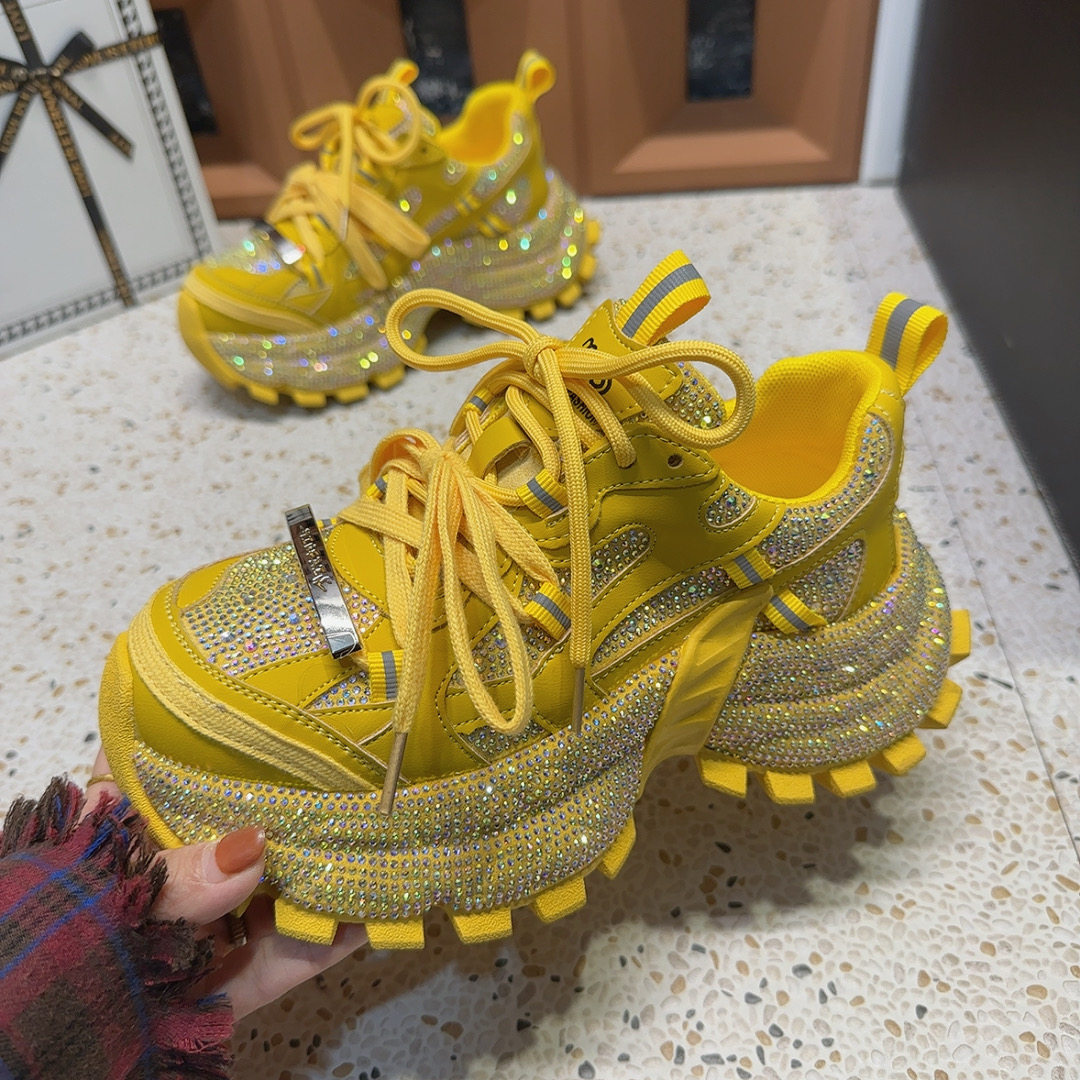 欧货重工水满钻厚底老爹鞋女潮2026新款小个子增高休闲运动鞋时尚,女鞋,老爹鞋,淘宝优惠券,粉丝福利购,淘宝优惠卷