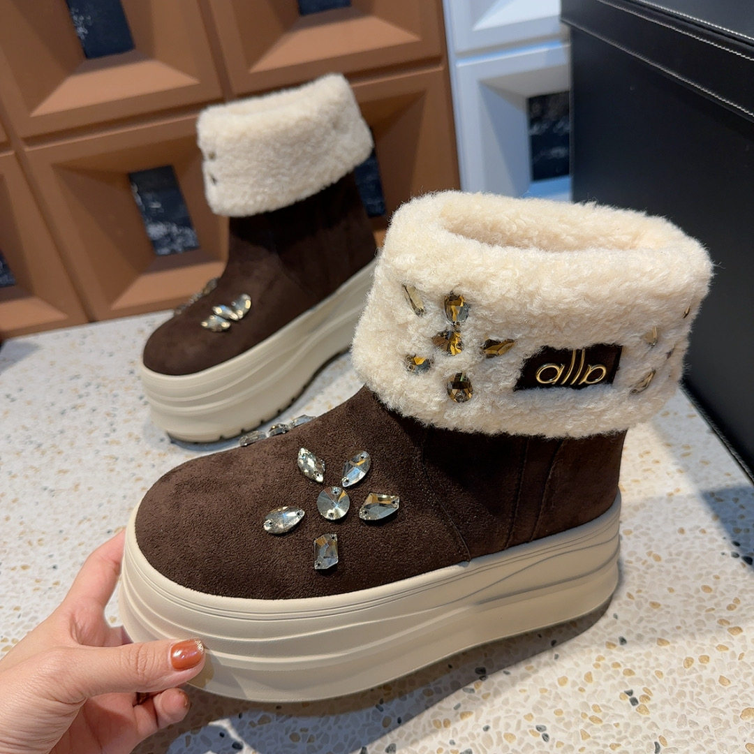 欧货重工水钻加绒厚底雪地靴女2025冬保暖毛毛两穿短靴增高棉鞋潮,女鞋,时尚雪地靴,淘宝优惠券,粉丝福利购,淘宝优惠卷