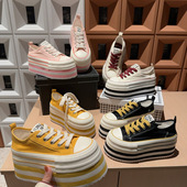 小白鞋 重工松糕厚底帆布鞋 女2026春超高跟小个子增高休闲运动板鞋