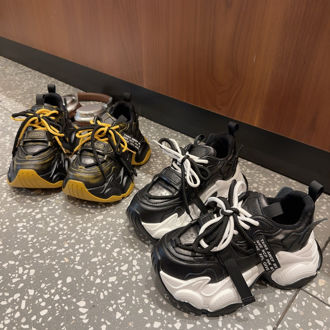 欧货重工撞色厚底老爹鞋女2025新款小个子休闲运动鞋增高时尚潮鞋