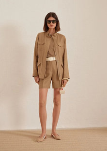 LP意大利旅行者2025秋冬新款老钱风亚麻口袋复古拉链长袖外套夹克