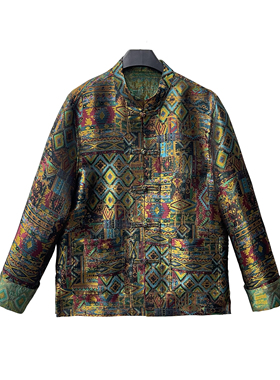 B2606-[锦纹华彩]新款男士壮锦民族风格桑蚕丝新中式外套