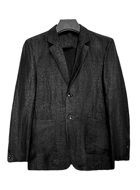 B2419-香云纱桑蚕丝龟裂纹休闲显瘦西装上衣