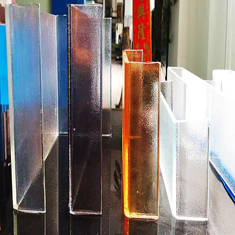 奶茶店u型隔断玻璃水波纹异形玻璃订做幕墙型材建筑外立面u型玻璃