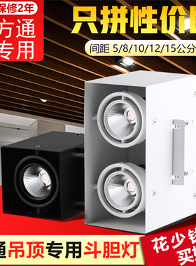 铝方通led专用灯木方通单头10公分吸顶式双头射灯无边框COB斗胆灯