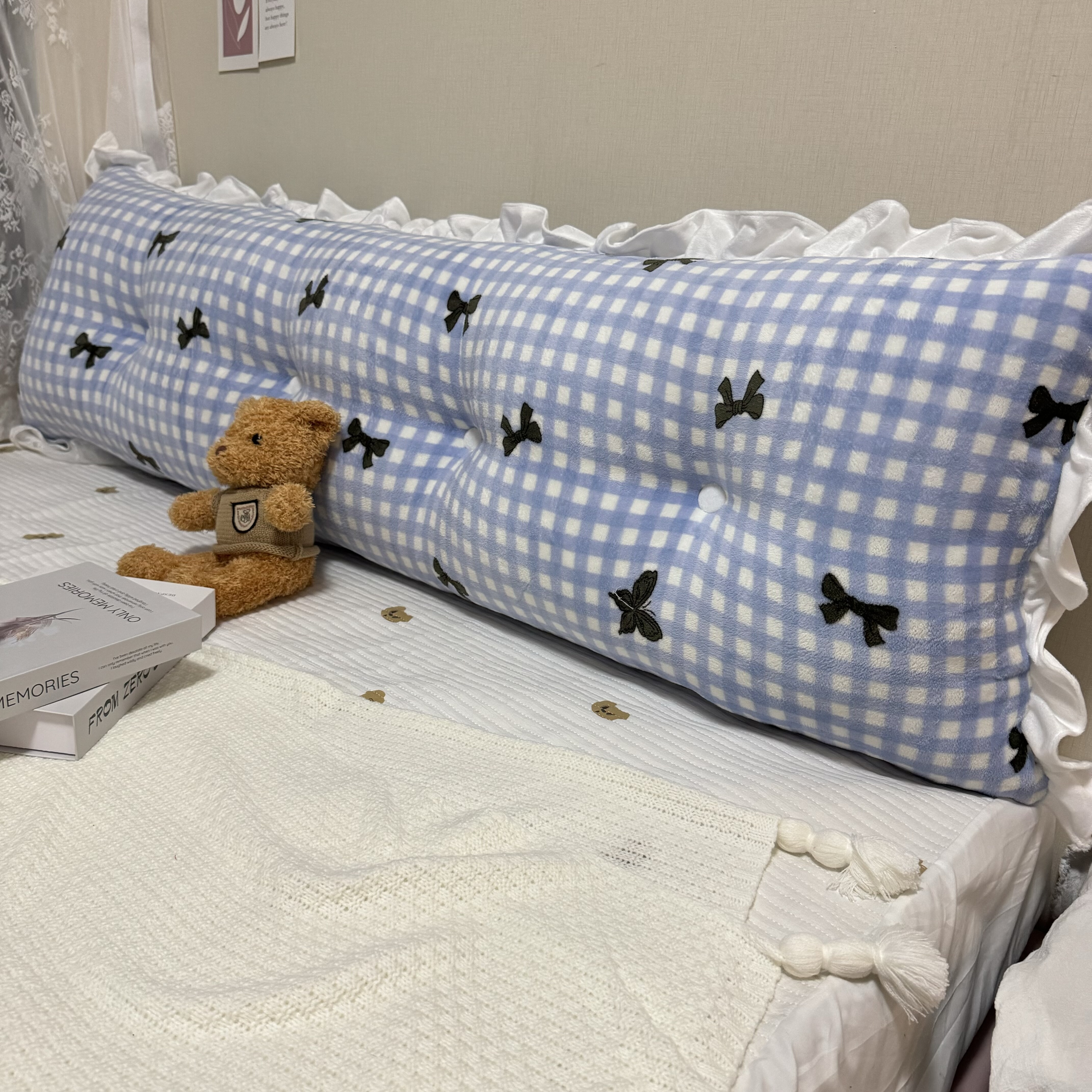 可爱简约床头蝴蝶结软包靠枕护腰靠垫沙发抱枕可拆洗大靠背榻榻米