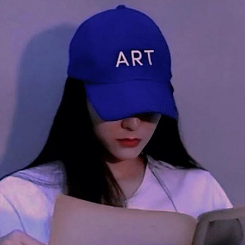 郑秀晶同款蓝色棒球帽ART字母帽子可调节男女休闲遮阳帽百搭新品