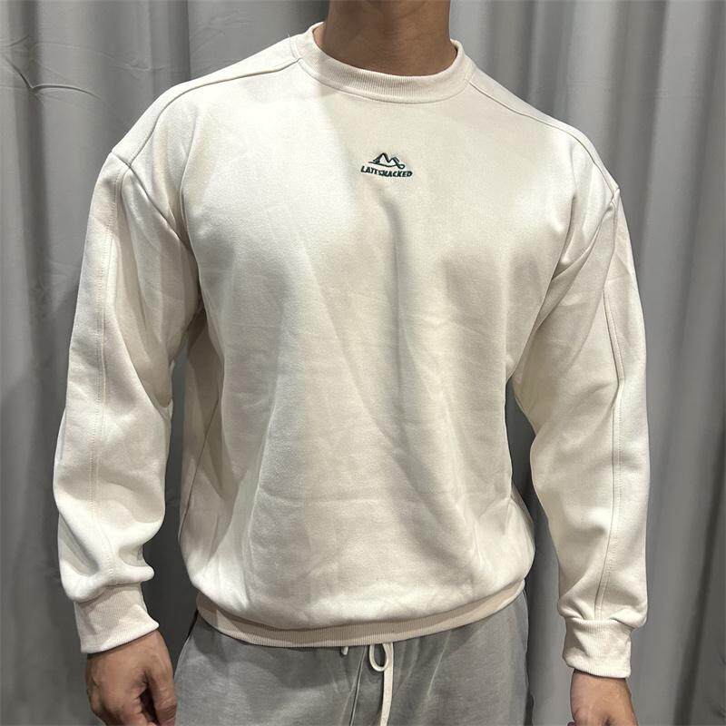 秋冬麂皮绒圆领卫衣男秋冬重磅宽松运动休闲长袖复古潮牌刺绣上衣 - 最近生意不太行出品