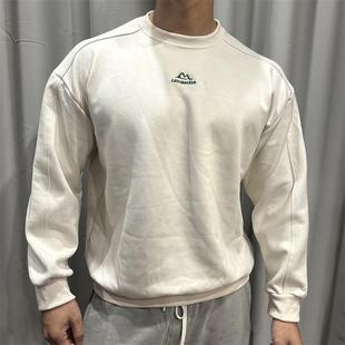 秋冬麂皮绒圆领卫衣男秋冬重磅宽松运动休闲长袖 复古潮牌刺绣上衣