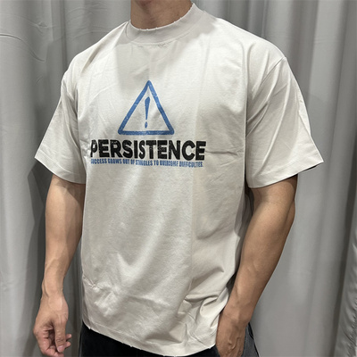 美式复古宽松小圆领T恤短袖